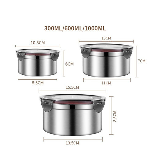 304 Stainless Steel Fresh-keeping Food Storage Box Sealed